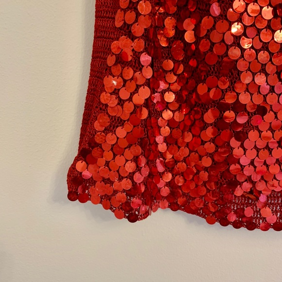 DKNY VINTAGE Red Sequin Top - Picture 3 of 7